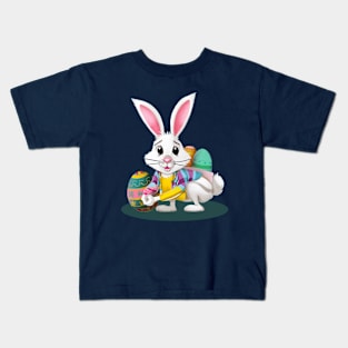 Easter Bunny Holding Eggs Kids T-Shirt